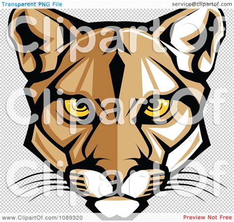Clipart Cougar Mascot Face With Yellow Eyes Royalty Free Vector