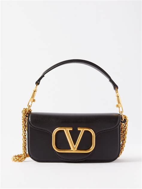Black Locò V Logo Leather Shoulder Bag Valentino Matchesfashion Us