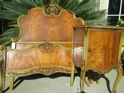 Antique French Victorian Style Carved Satin Wood Bedroom Set 1920s 13