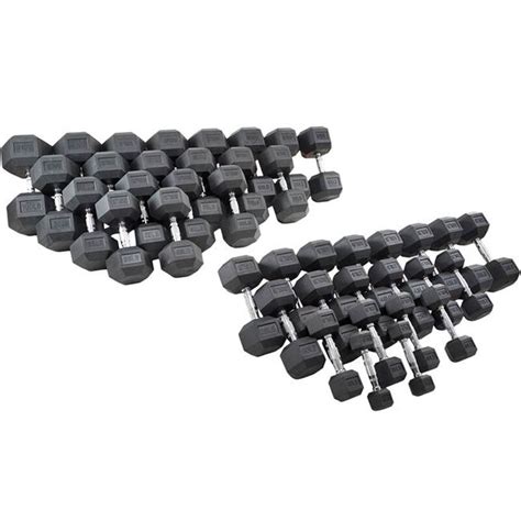 40 Piece Black Rubber Coated Hex Dumbbells 5 100 Lbs Set