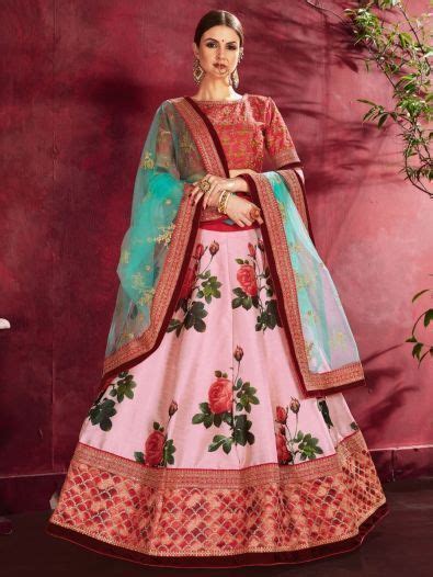Buy Multi Color Floral Print Banglori Silk Reception Wear Lehenga Choli