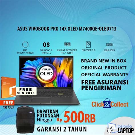 Jual Asus Vivobook Pro 14x Oled M7400qe Oled713 Ryzen 7 5800h 16gb 1tb