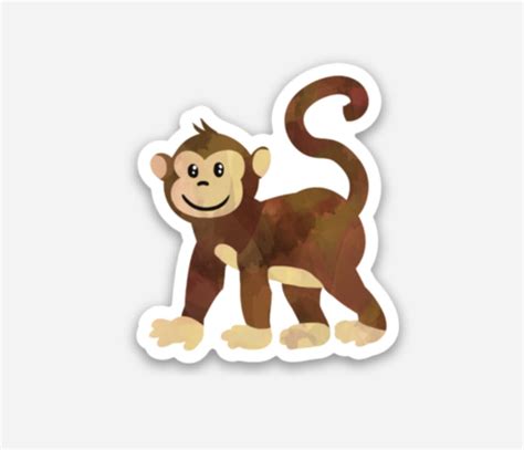 Monkey Sticker Etsy