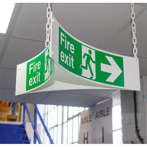 Triangular Hanging Fire Exit Signs Safety Signs 4 Less