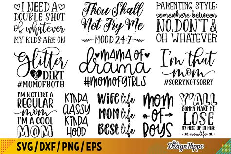Funny Mom SVG Bundle of 30 Designs, DXF PNG Cricut Cut Files (303245
