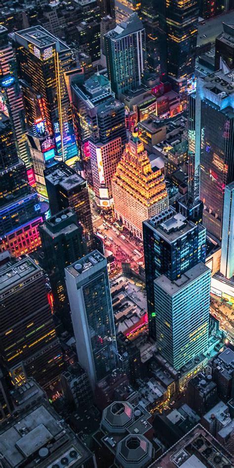 Download Aerial Shot New York Night Iphone Wallpaper