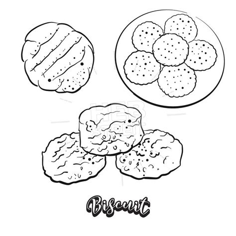 Hand Drawn Sketch Of Biscuit Bread Instant Download How To Draw