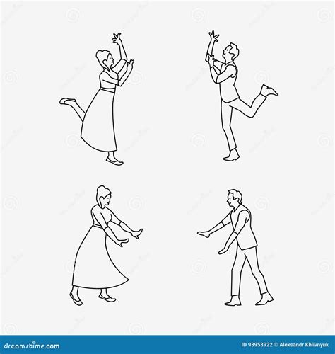 Outline Drawing Of Dancing Couple Stock Illustration Illustration Of