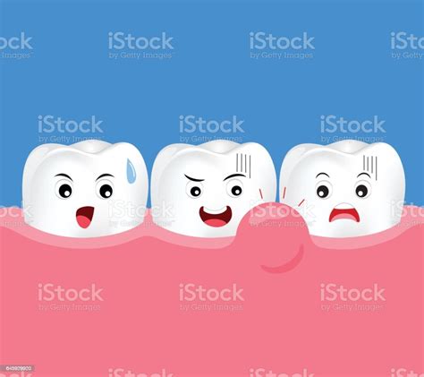 Cute Cartoon Tooth Character With Gum Problem Stock Illustration