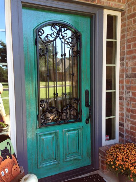 Magical, meaningful items you can't find anywhere else. THIS IS MY SIS' DOOR !Turquoise doors | Door makeover, Turquoise front door