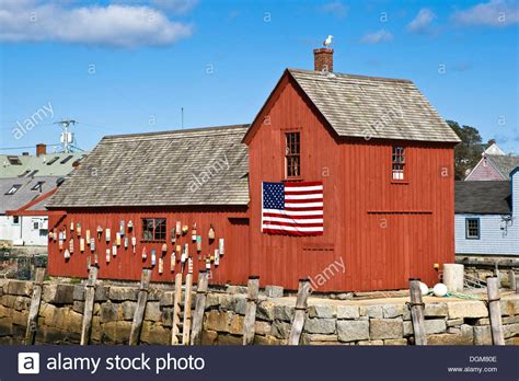Red Storage Shed Rockport Massachusetts New England Usa Stock Photo
