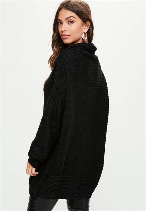 Black Oversized Slouchy Knitted Jumper | Missguided Ireland