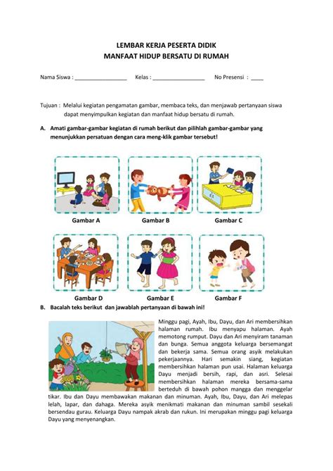 LKPD Kelas Tema ST Muatan PPKn Worksheet Sorting Activities Prebabe Worksheets