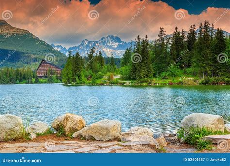 Alpine Mountain Lake In Vysoke Tatrystrbske Plesoslovakiaeurope