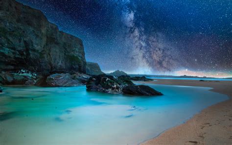 Download Night Beach Rocks Coast Nature Wallpaper 3840x2400 4k Ultra Hd 1610 Widescreen