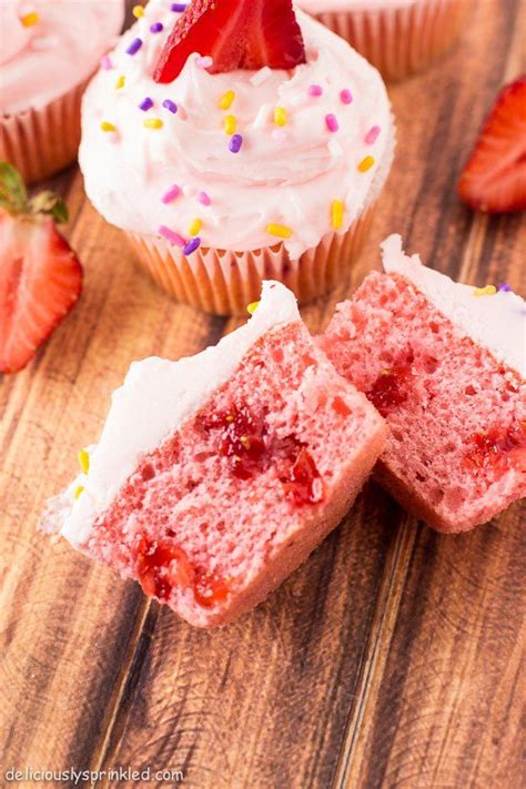 Easy Strawberry Cupcakes Recipe Using A Cake Mix By Deliciously Spri