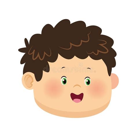 Cartoon Cute Boy Face Icon Colorful Design Stock Vector Illustration