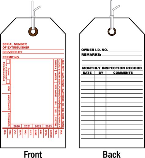 Fire Extinguisher Inspection Tag Firetag CCC