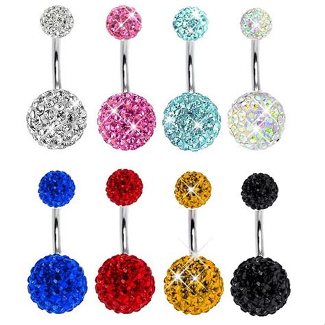 Aliexpress Buy Sexy Double Ball Dangle Belly Button Ring Cz