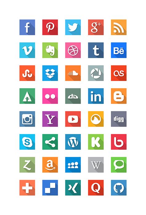 40 Free Flat Social Media Icons Psd File