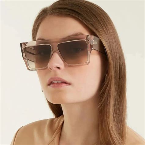 Womens Large Square Frame Sunglasses Female Oversized Designer Half