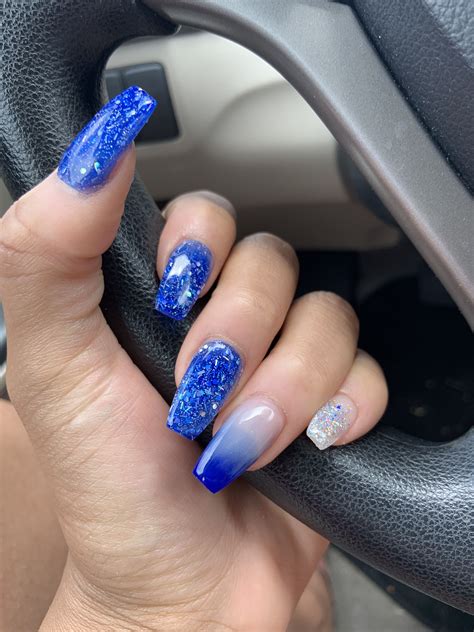 Powder Ombré Royal Blue Sparkle Lbnails Blue And Silver Nails Blue Prom Nails Blue Ombre Nails