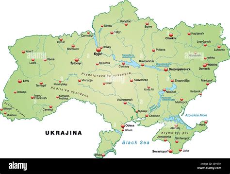 Karte Gliederung Ukraine Grenzen Atlas Karte Der Welt Karte Ukrainekarte Stock