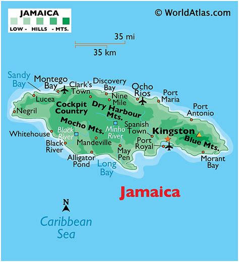 Physical Map Of Jamaica Jamaica Map Jamaica Facts Jamaica