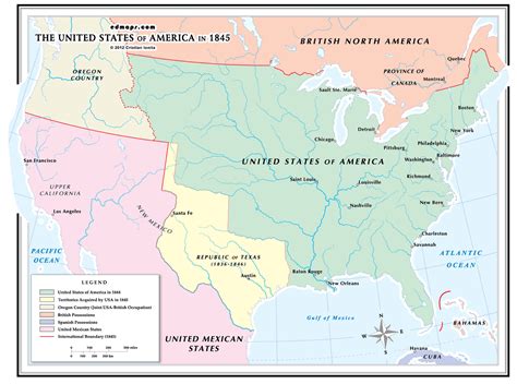 Unitedstatesamerica1845 States In America British North America