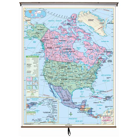 Wall Map Of North America Large Laminated Political Map Porn Sex Picture