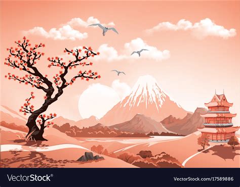 Landscape Of Nature Asia This Morning Royalty Free Vector