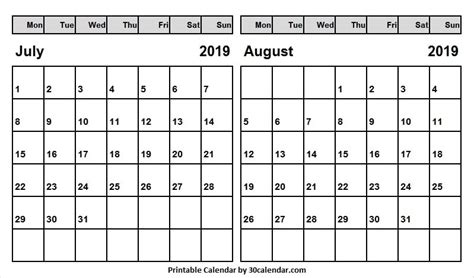 2019 Jul Aug Calendar Qualads
