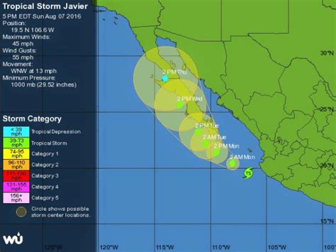 Tropical Storm Javier Takes Aim At Baja Peninsula Warning Issued For