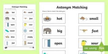Antonym Matching Worksheet Primary English Resources