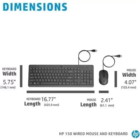 Hp 150 Wired Keyboard And Mouse Combo With 12 Shortcut Keys And Usb
