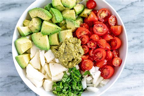 Caprese Avocado Salad Recipe With Mozzarella Pesto Tomatoes And