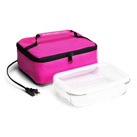Hotlogic Food Warming Tote Lunch Bag 120v With Glass Dish Pink
