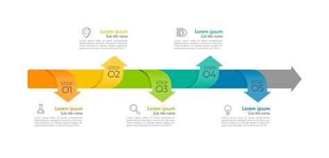 Business Process Chart Infographics With 5 Step Timeline Infograph