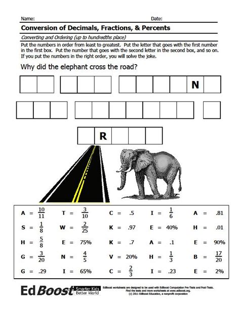 Convert And Order Decimals Fractions And Percents Puzzle Edboost