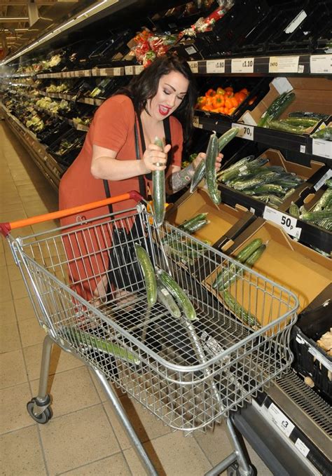 Bex Shiner Gags On A Cucumber During Very Suggestive Shopping Trip