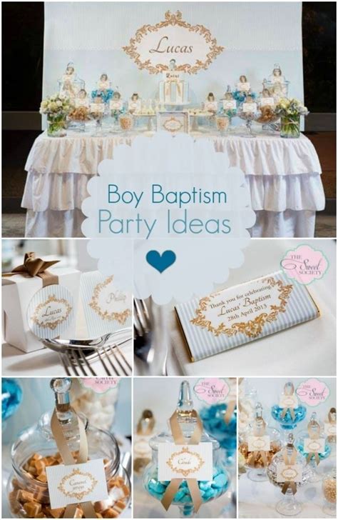 Blue And Gold Boys Baptism Party Idea Baptism Party Decorations