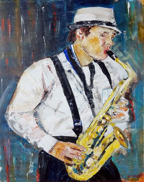 Sax Original Abstract Painting Of A Saxophone Player