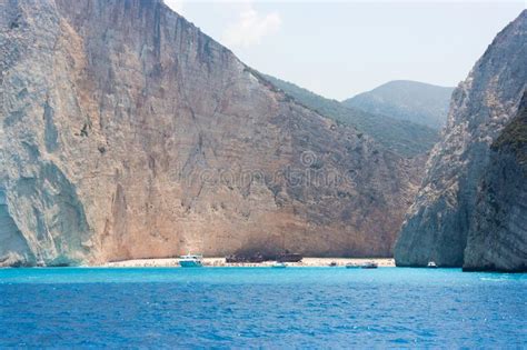 Navagio Beach On Zakynthos Island In Greece Stock Image Image Of Rock Caves 109513889