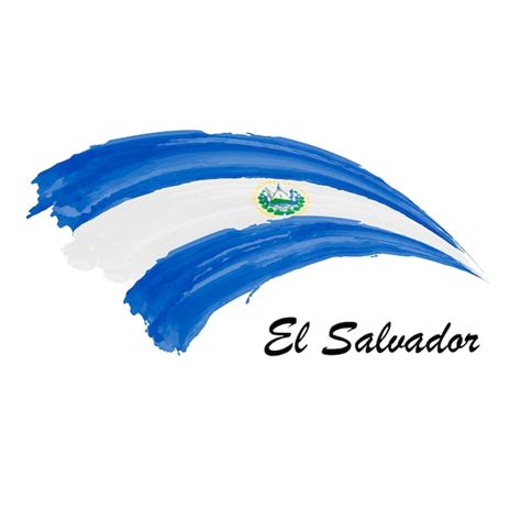 Acuarela Bandera De El Salvador Dibujo A Mano Ilustraci N De Trazo De Pincel Vector Premium