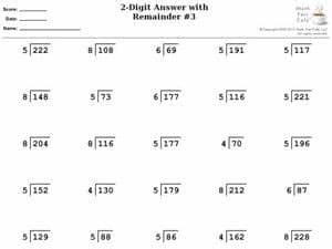 Division: 2-digit Answer with Remainder Worksheet for 4th ...