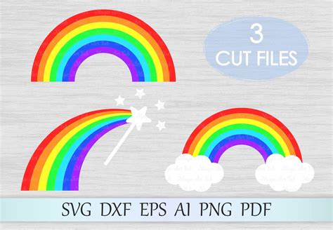 Rainbow Silhouette Cricut Cut File Rainbow Clouds Clip Art Rainbow Svg