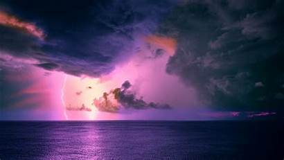 Storm Ocean Lightning Nature Cloud Horizon 1280