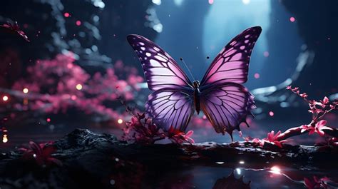 Premium Ai Image Beautiful Pink Butterfly In The Fantasy Forest