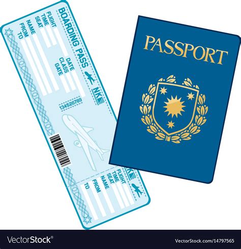Passport And Airline Boarding Pass Ticket Vector Image