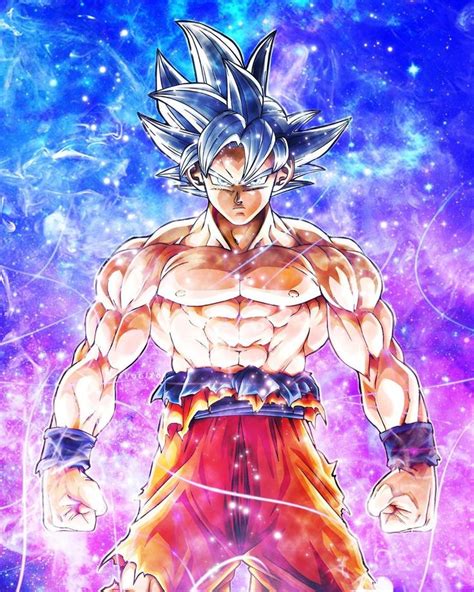 The Dragon Ball Character Is In Front Of Purple And Blue Stars